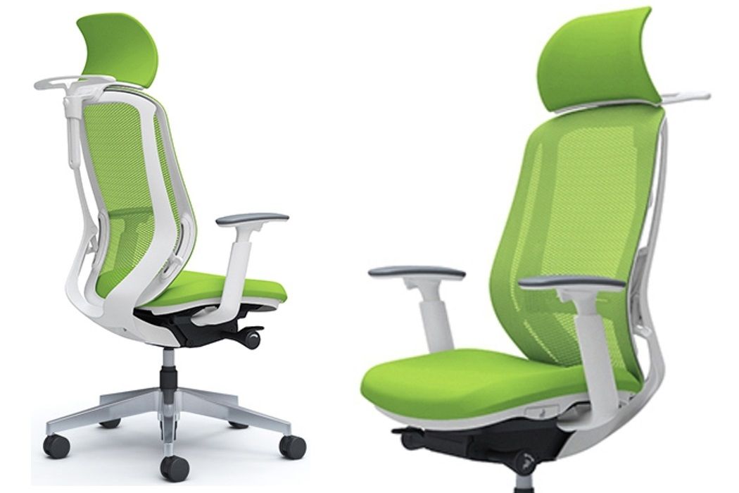  Židle OKAMURA SYLPHY Limetkově Zelená Bílý Plast