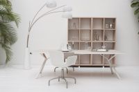 Chefbüroschreibtische aus schwedischer Eiche | Tischplatte aus Melamin, Schreibtisch + doppelter Hochschrank