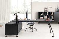 B200 Schwarzer Schreibtisch mit Sideboard