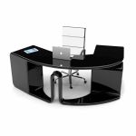 Designer Computertisch | Schwarz, Weiß, Blau